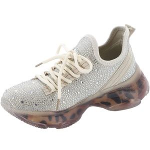 Very G Hella Rhinestone Sneakers Women's Oxford Cream Color Size 11
